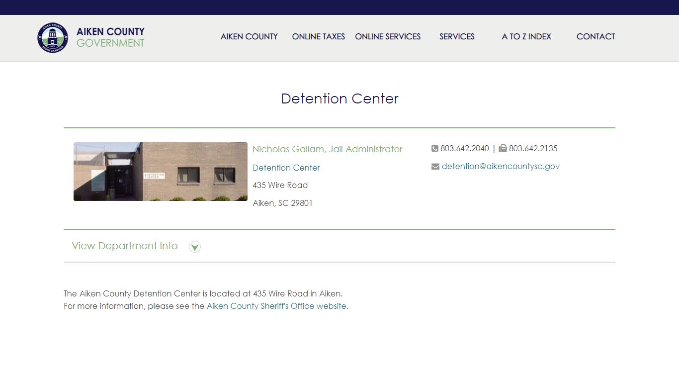 Detention Center - Aiken County's C